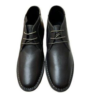 Steve Madden Sz 10 Shoes Chukka Boots Black Leather Ankle Shoes Preppy Classic